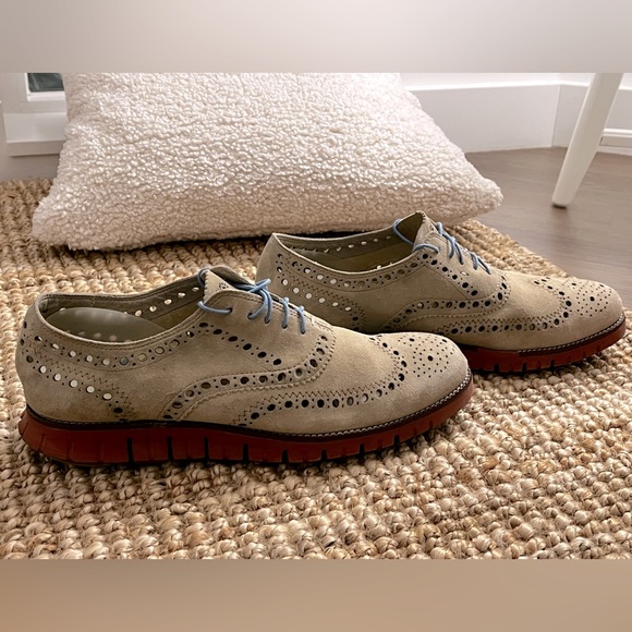 Cole Haan Other - Cole Haan Mens Zerogrand Light Beige Suede Wingtip Oxford